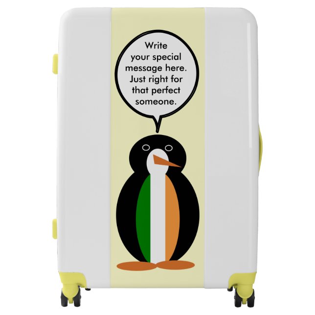 Irish Flag Talking Ms. Penguin  Luggage (Front)