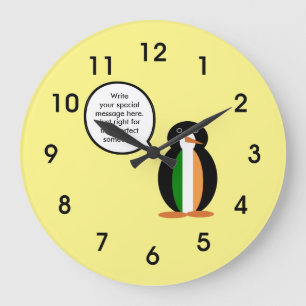 Irish Flag Talking Ms. Penguin Personalized Large Clock