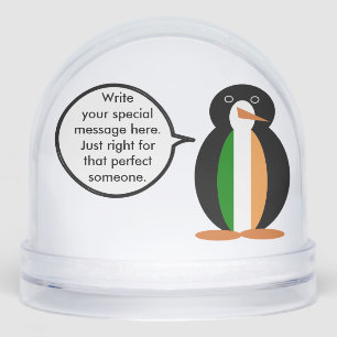 Irish Flag Talking Ms Penguin Personalized Snow Globe