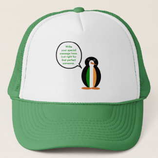 Irish Flag Talking Ms. Penguin Trucker Hat