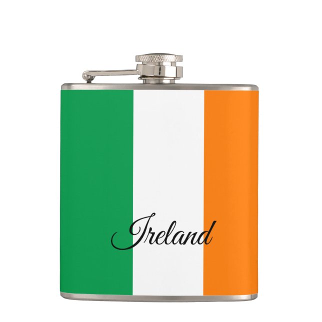 Irish Flag & travel Ireland /sports fans Flask (Front)