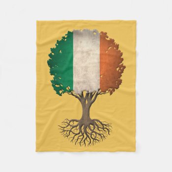 Irish Flag Tree Of Life Customizable Fleece Blanket by UniqueFlags at Zazzle
