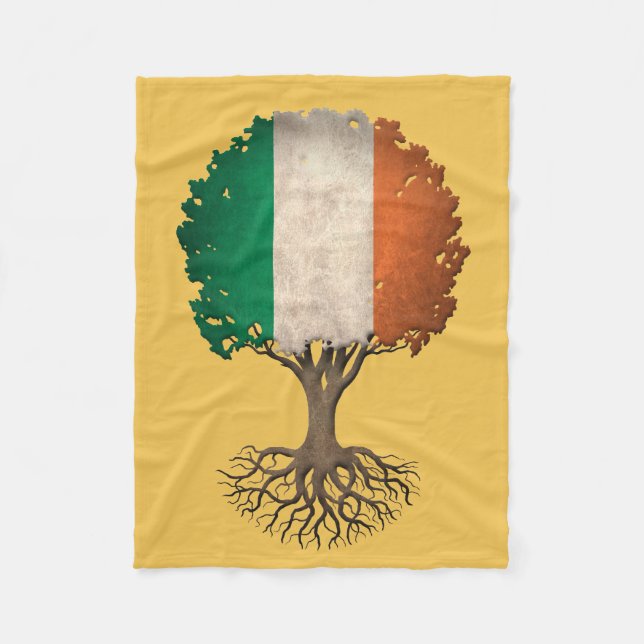 Irish Flag Tree of Life Customizable Fleece Blanket (Front)