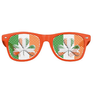 Irish Flag Tri Colors Themed Shamrock Retro Sunglasses