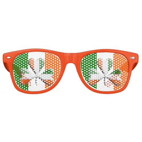 Irish Flag Tri Colors Themed Shamrock Retro Sunglasses