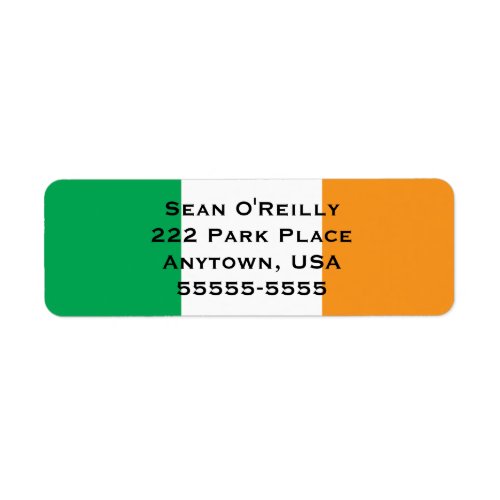 Irish Flag Tricolour Return Address Label Template