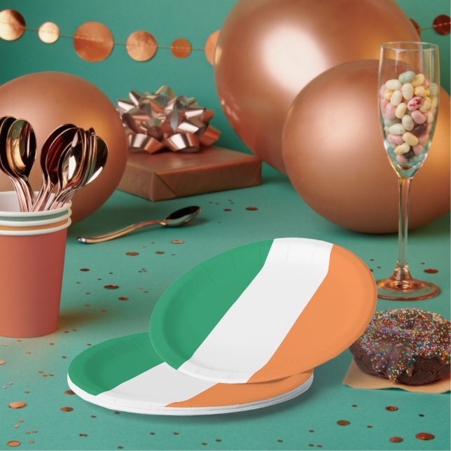 Irish flag tricolour Saint Patrick's Day party Paper Plates (Multi)