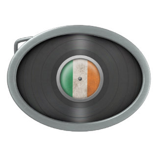 Irish Flag Vinyl Record Album Graphic Oval Belt Buckle