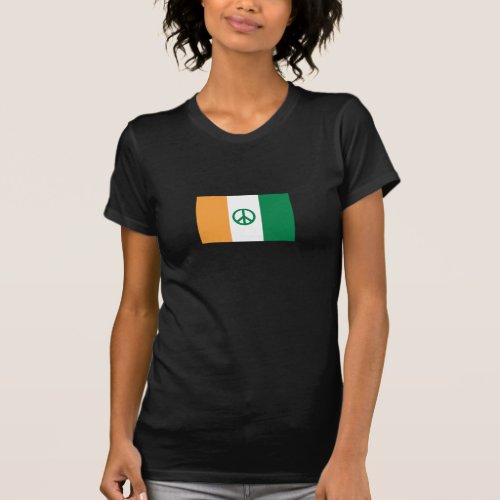 Irish Flag w Peace Sign ladies tee_shirt T_Shirt