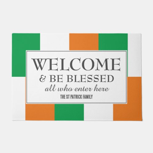 IRISH FLAG Welcome Be Blessed Ireland Doormat
