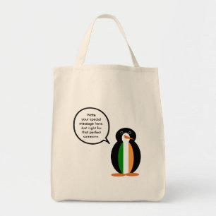 Irish Flag Wildlife Penguin Personalized Gift Tote Bag