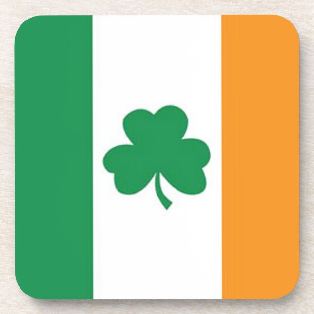 Irish Flag with Clover Drink Coaster (Front)