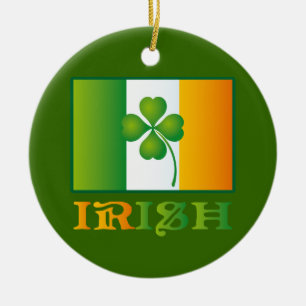 Irish Flag With Clover Ornament Keepsake Gift