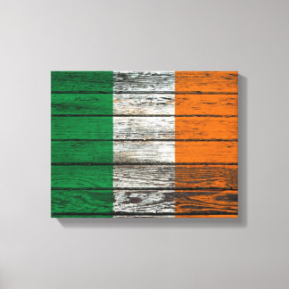 Irish Flag with Rough Wood Grain Effect Canvas Print