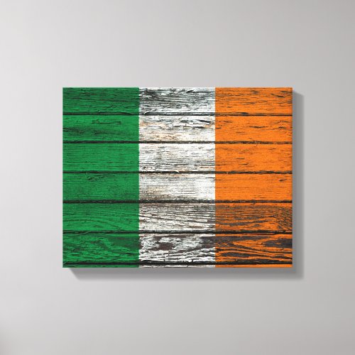 Irish Flag with Rough Wood Grain Effect Canvas Print
