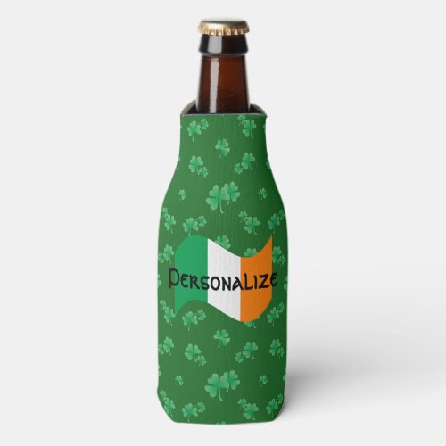 Irish Flag with Shamrocks Bottle Cooler