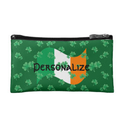 Irish Flag with Shamrocks Cosmetic Bag
