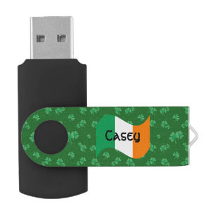 Irish Flag with Shamrocks Personalized Flash Drive