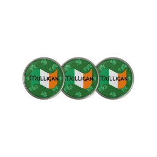 Irish Flag with Shamrocks Personalized Golf Ball Marker
