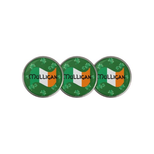 Irish Flag with Shamrocks Personalized Golf Ball Marker
