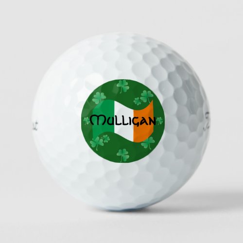 Irish Flag with Shamrocks Personalized Golf Balls