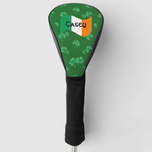 Irish Flag with Shamrocks Personalized Golf Head Cover