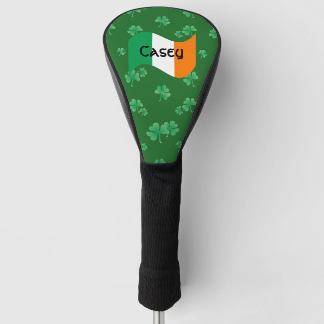 Irish Flag with Shamrocks Personalized Golf Head Cover (Front)