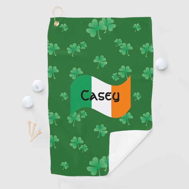 Irish Flag with Shamrocks Personalized Golf Towel (InSitu)