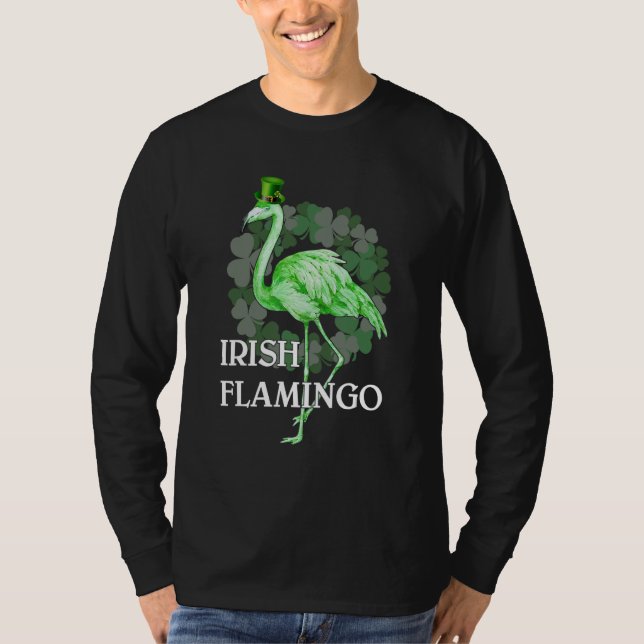 Irish Flamingo Shamrock Lucky Leaf Outfit for Patr T-Shirt (Front)