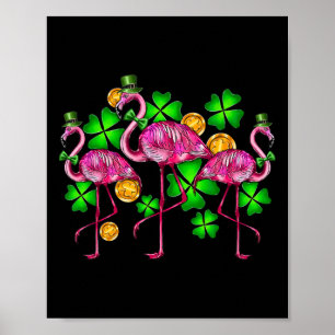 Irish Flamingo St Patricks Day Bird Animal Kids Wo Poster