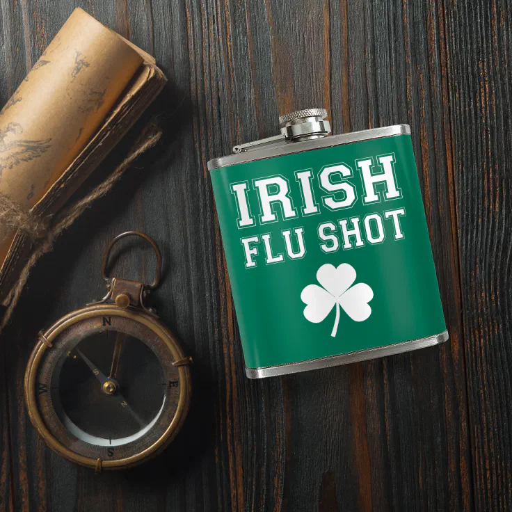 Irish Flu Shot St. Patrick's Day Hip Flask