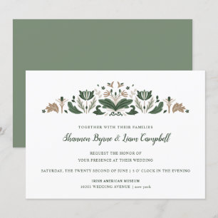 Irish Folk Art Modern Floral Celtic Wedding Invitation