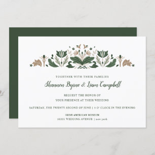Irish Folk Art Modern Floral Celtic Wedding Invitation