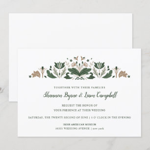 Irish Folk Art Modern Floral Celtic Wedding Invitation