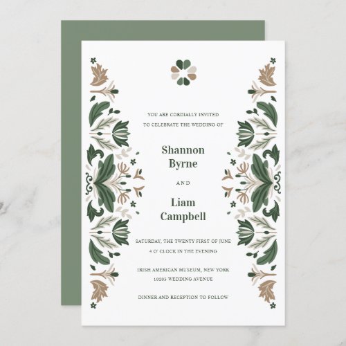 Irish Folk Art Shamrock Celtic Wedding Invitation