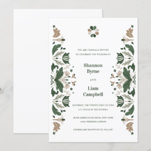 Irish Folk Art Shamrock Celtic Wedding Invitation