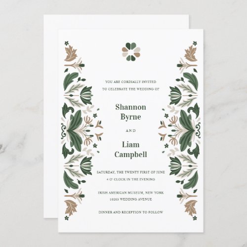 Irish Folk Art Shamrock Celtic Wedding Invitation