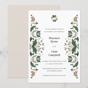 Irish Folk Art Shamrock Celtic Wedding Invitation