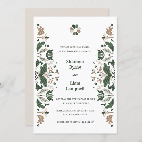 Irish Folk Art Shamrock Celtic Wedding Invitation