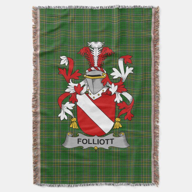  Irish Folliott Coat of Arms Family Crest Ireland Throw Blanket (Front Vertical)