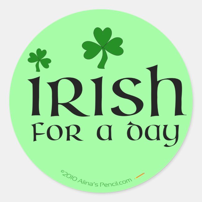 Irish for a Day Green Shamrock Stickers
