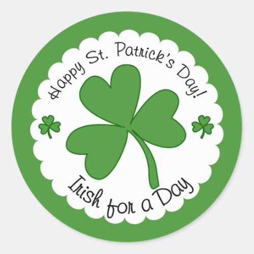 Irish For a Day St Patricks Day Shamrock Stickers