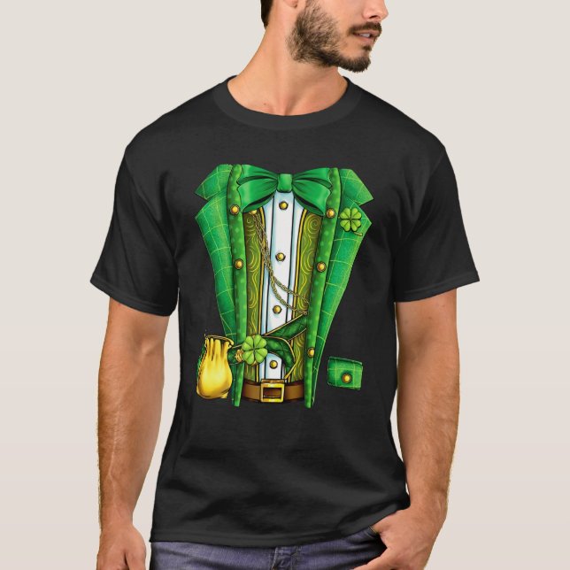 Irish Formal Leprechaun Costume Suit Tuxedo St Pat T-Shirt (Front)