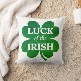 Irish Four Leaf Clover Throw Pillow