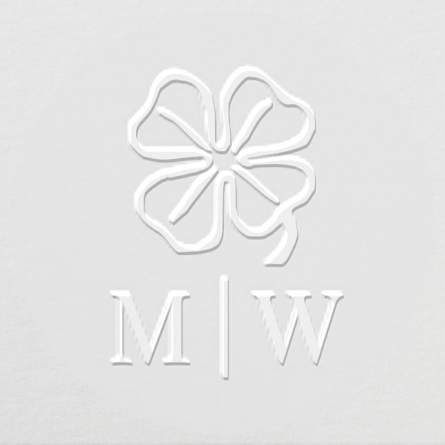 Irish Four Leaf Clover Wedding Couple Initials Embosser (Design)