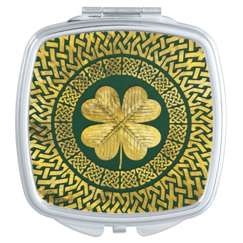 Irish Four_leaf clover with Celtic Knot Compact Mirror
