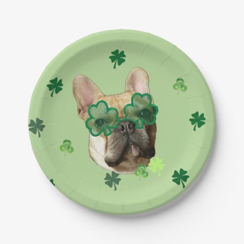 Irish French Bulldog paper plate