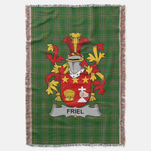  Irish Friel or O_Friel Coat of Arms Family Crest  Throw Blanket (Front Vertical)