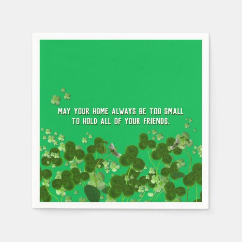 Irish friend quote with shamrocks napkins