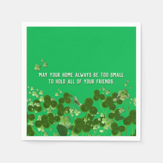 Irish friend quote with shamrocks napkins (Front)